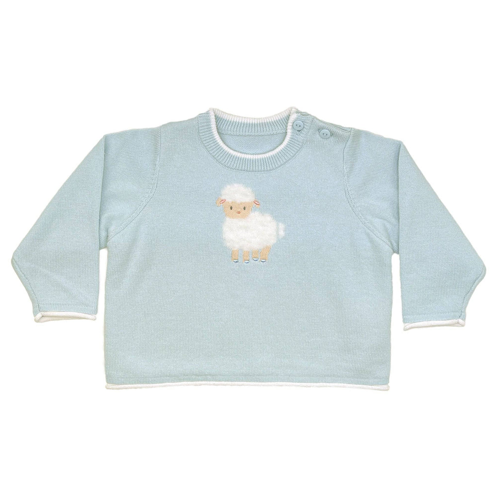 Fuzzy Lamb Lightweight Knit Sweater in Blue - Petit Ami & Zubels All Baby! Sweater