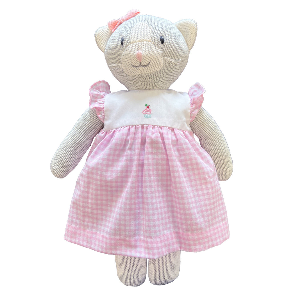 Knit Cat Doll with Cupcake Dress - Petit Ami & Zubels All Baby! Knit Doll