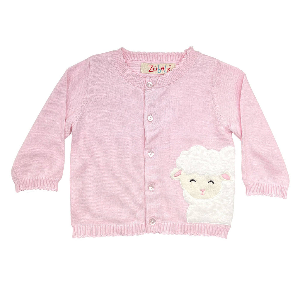 Lamb Peek-A-Boo Cardigan Sweater in Pink - Petit Ami & Zubels All Baby! Cardigan