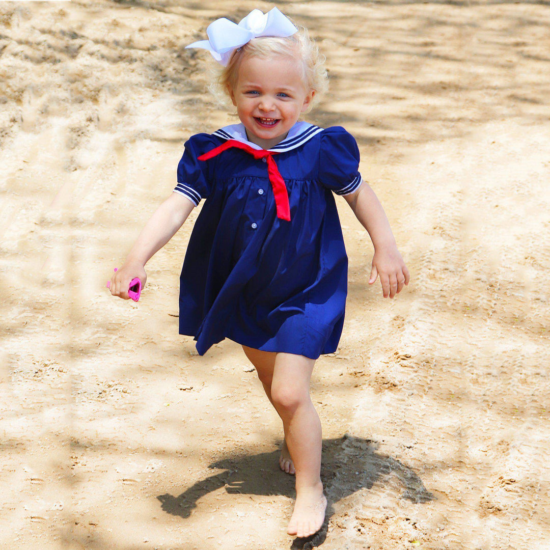 Petit Ami Baby Girls' Nautical Dress with Collar Petit Ami Baby Girls' Nautical Dress with Collar