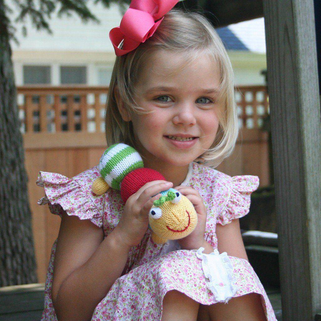 Nibbles the Caterpillar Knit Rattle - Petit Ami &amp; Zubels All Baby! Toy