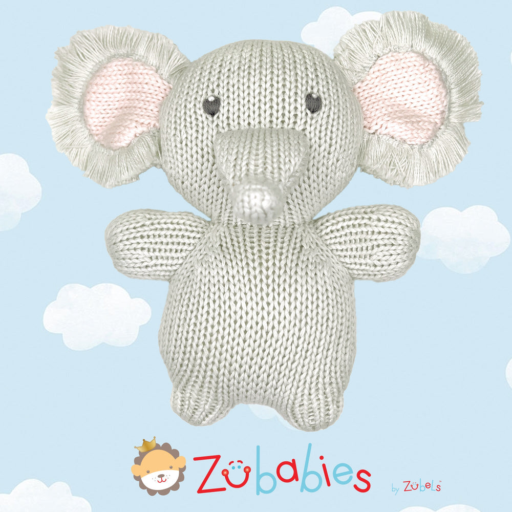 Pebble the Elephant Calf Knit Zubaby Doll - Petit Ami & Zubels All Baby! Toy