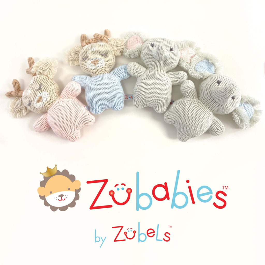 Pebble the Elephant Calf Knit Zubaby Doll - Petit Ami & Zubels All Baby! Toy