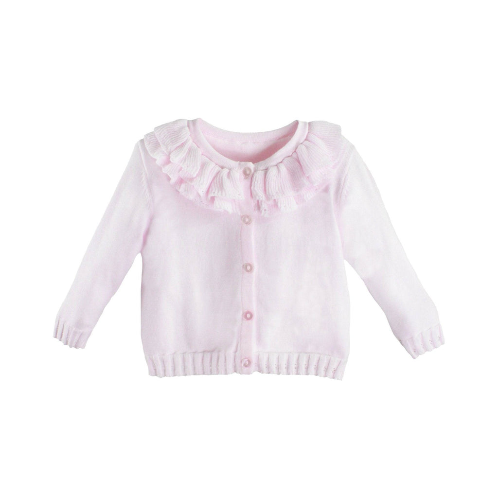 Pointelle Ruffle Collar Cardigan - Petit Ami & Zubels All Baby! Cardigan