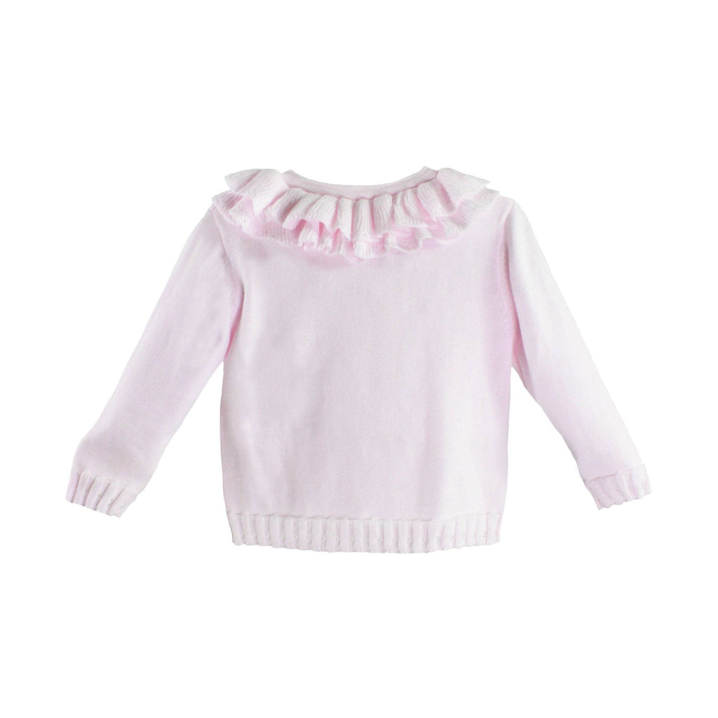 Pointelle Ruffle Collar Cardigan - Petit Ami & Zubels All Baby! Cardigan