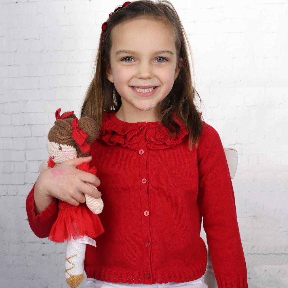 Pointelle Ruffle Collar Cardigan - Petit Ami & Zubels All Baby! Cardigan