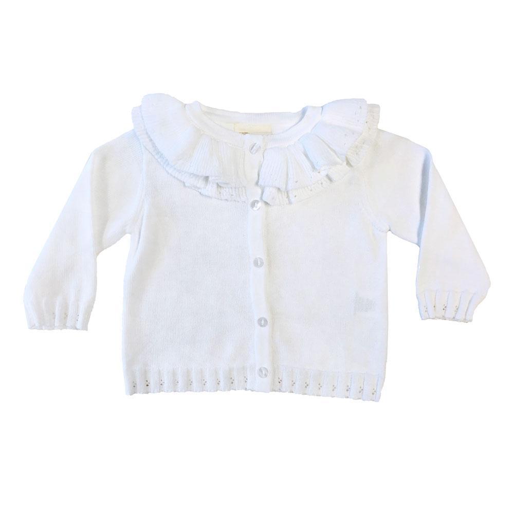 Pointelle Ruffle Collar Cardigan - Petit Ami & Zubels All Baby! Cardigan