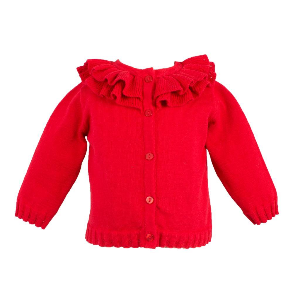 Pointelle Ruffle Collar Cardigan - Petit Ami & Zubels All Baby! Cardigan