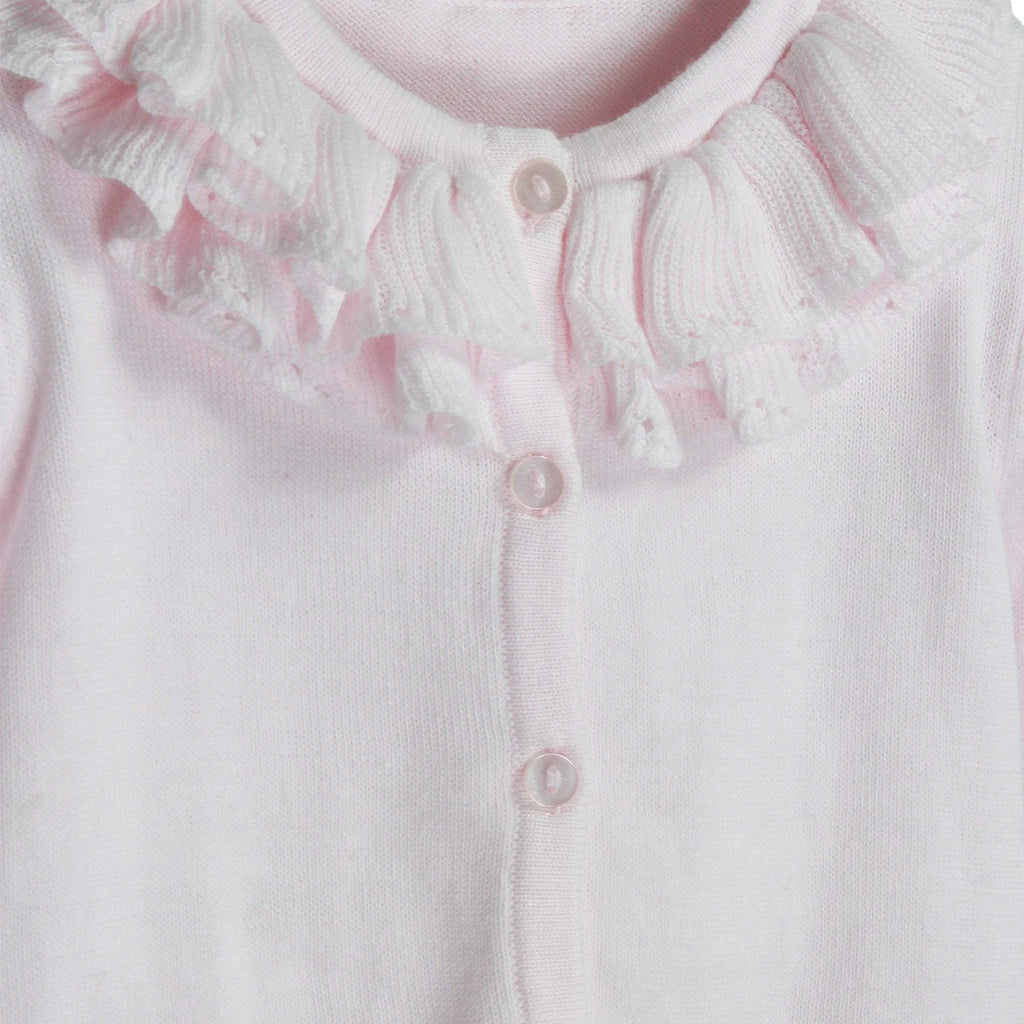 Pointelle Ruffle Collar Cardigan - Petit Ami & Zubels All Baby! Cardigan