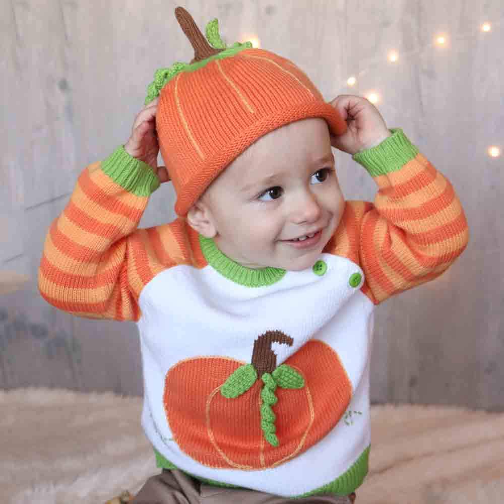 Pumpkin Cotton Knit Sweater (Unisex) - Petit Ami & Zubels All Baby! Sweater