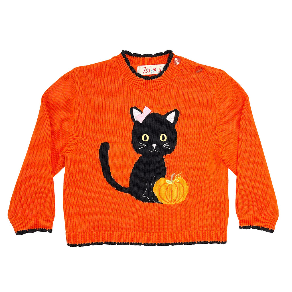 Pumpkin Kitty Knit Sweater - Petit Ami & Zubels All Baby! Sweater
