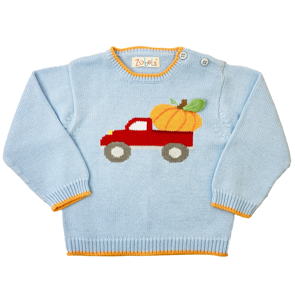 Pumpkin Truck Cotton Knit Sweater - Petit Ami & Zubels All Baby! Sweater