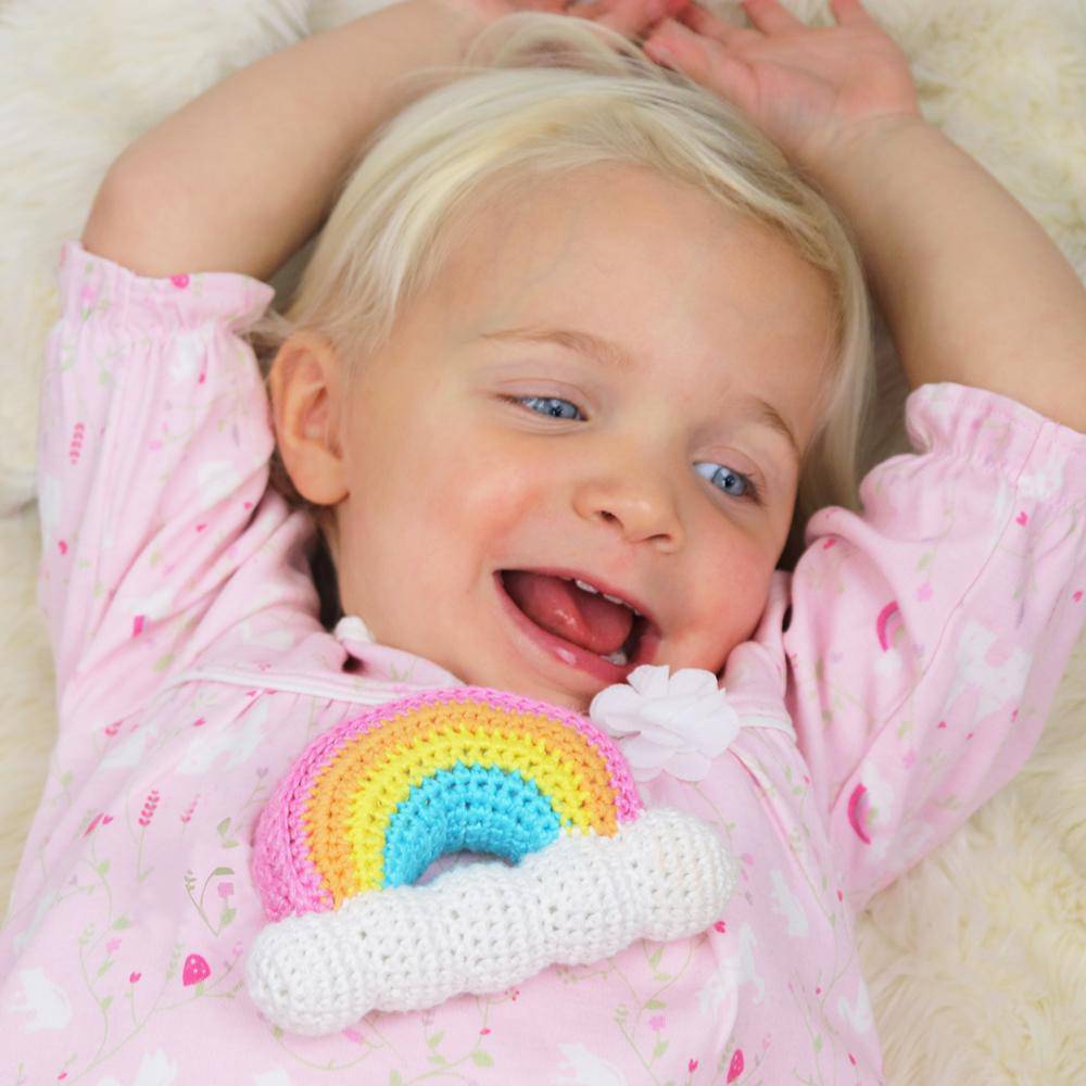 Rainbow Crochet Rattle - Pastel - Petit Ami & Zubels All Baby! Toy