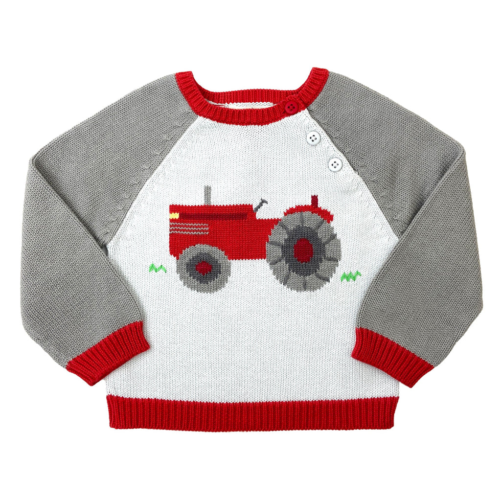Red Tractor Knit Sweater - Petit Ami & Zubels All Baby! Sweater