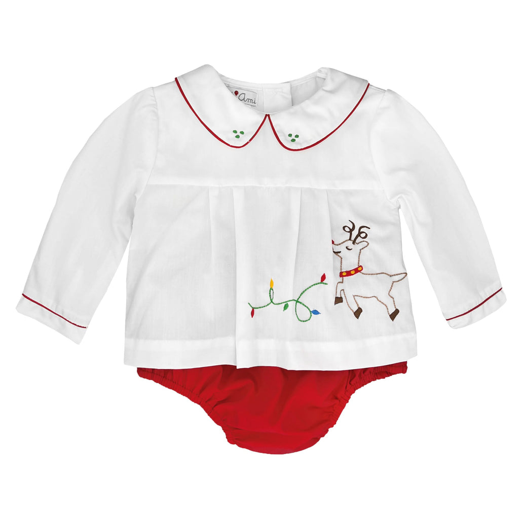 Reindeer Embroidered Long Sleeve Diaper Set - Petit Ami & Zubels All Baby! Diaper Set