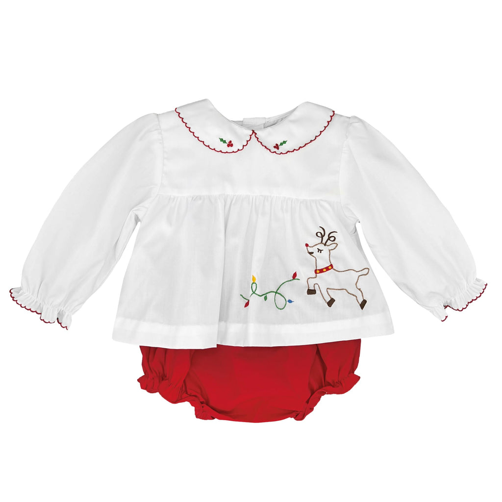 Reindeer Embroidered Long Sleeve Diaper Set - Petit Ami & Zubels All Baby! Diaper Set