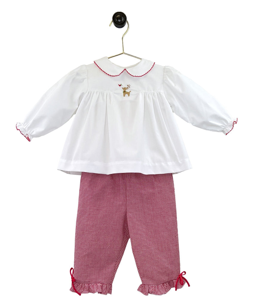 Reindeer Embroidered Top & Pant Set - Petit Ami & Zubels All Baby! Top & Pant Set