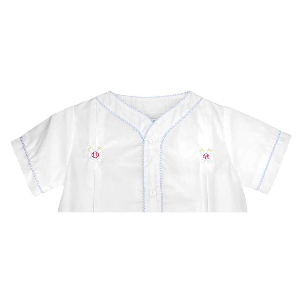 Romper with Baseball Embroidery - Petit Ami & Zubels All Baby! Romper