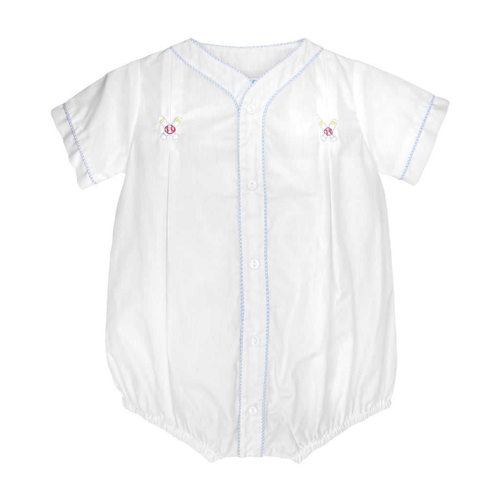 Romper with Baseball Embroidery - Petit Ami & Zubels All Baby! Romper