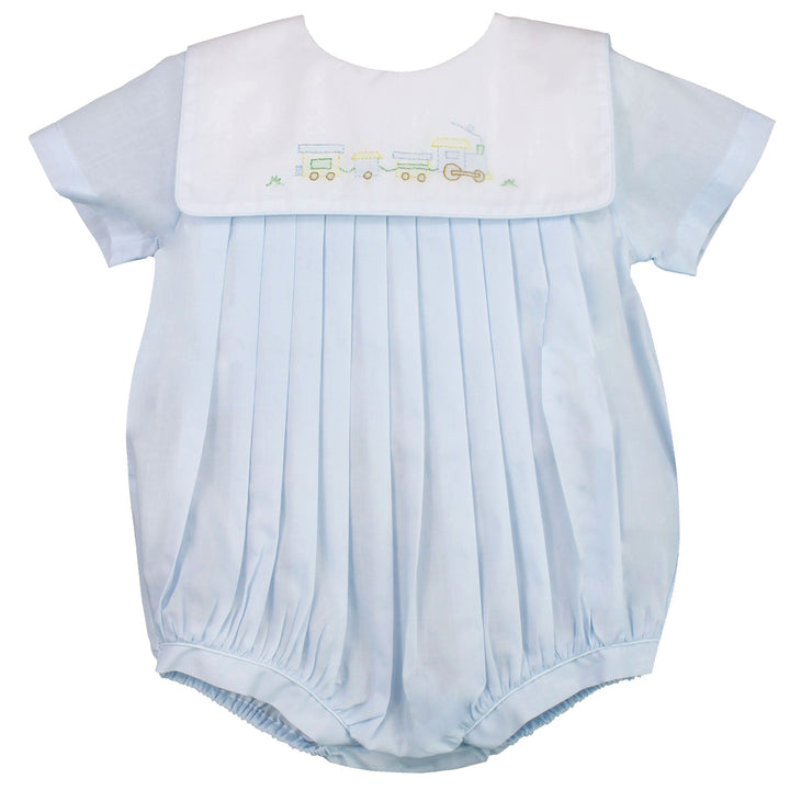 Romper with Train Embroidery - Petit Ami &amp; Zubels All Baby! Romper