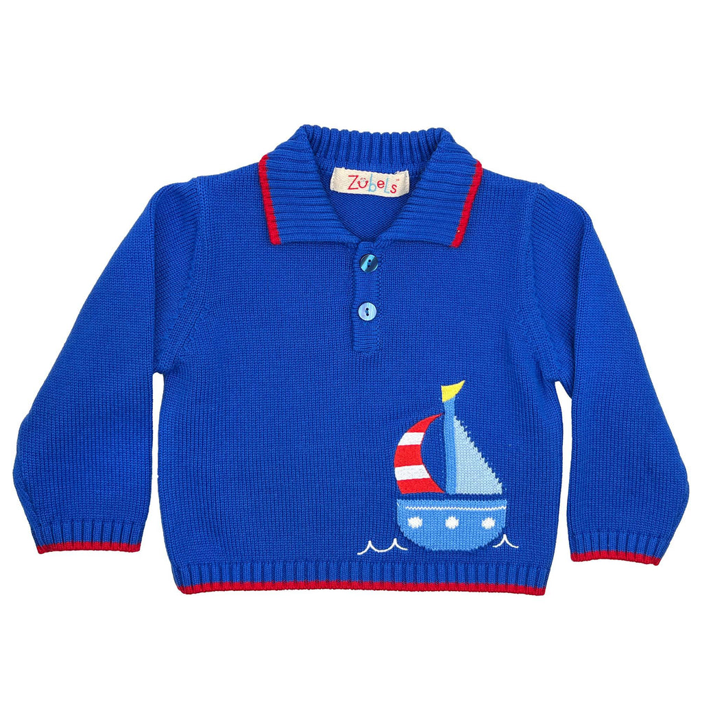 Sailboat Collared Knit Sweater - Petit Ami & Zubels All Baby! Sweater