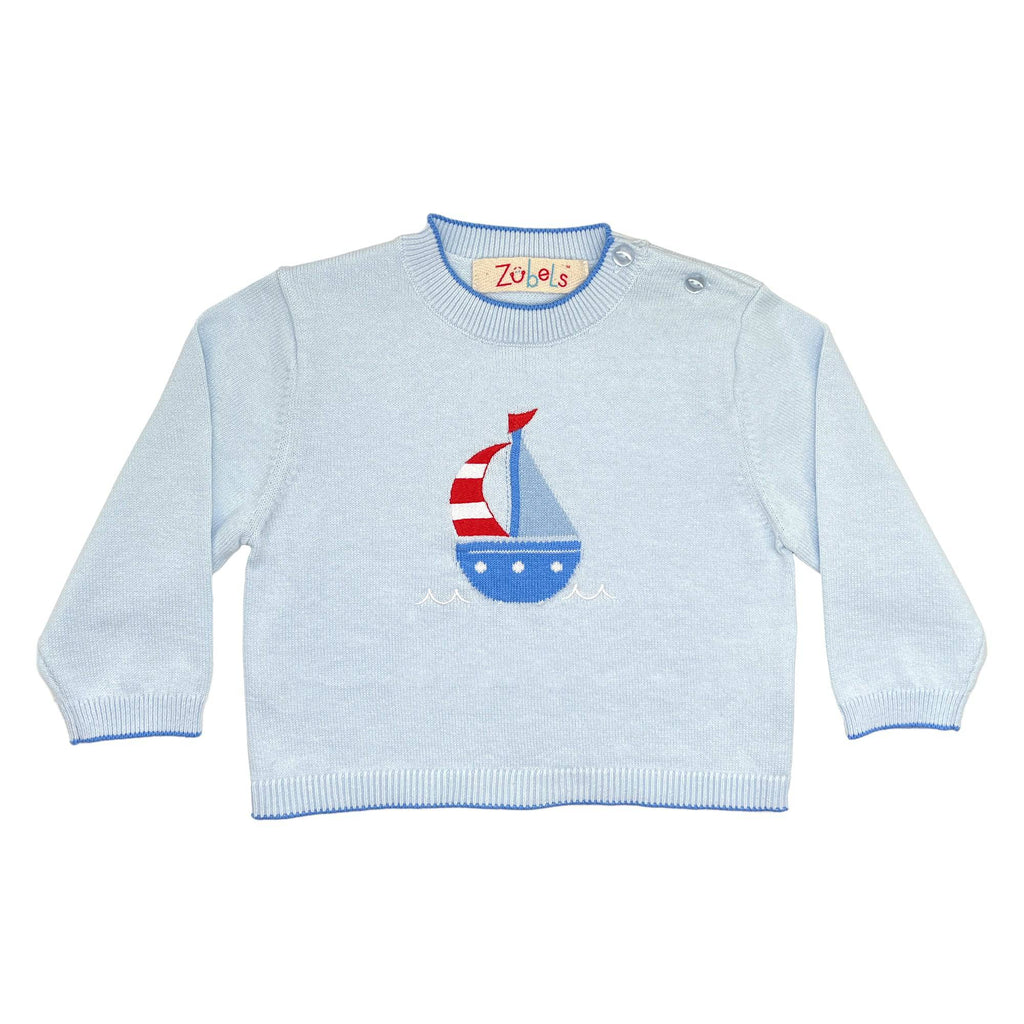 Sailboat Lightweight Knit Sweater - Petit Ami & Zubels All Baby! Sweater