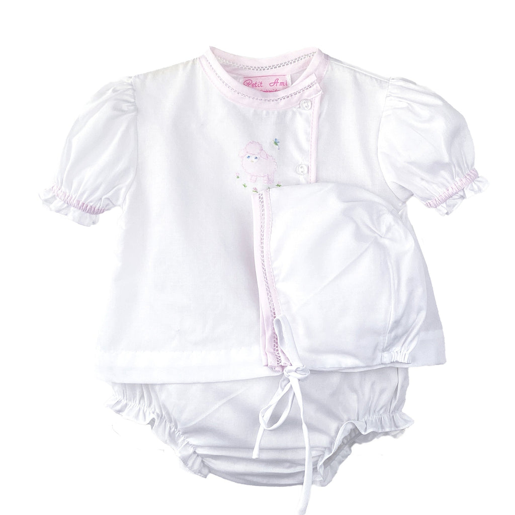 Shadow Stitch Lamb Diaper Set - Petit Ami & Zubels All Baby! Diaper Set