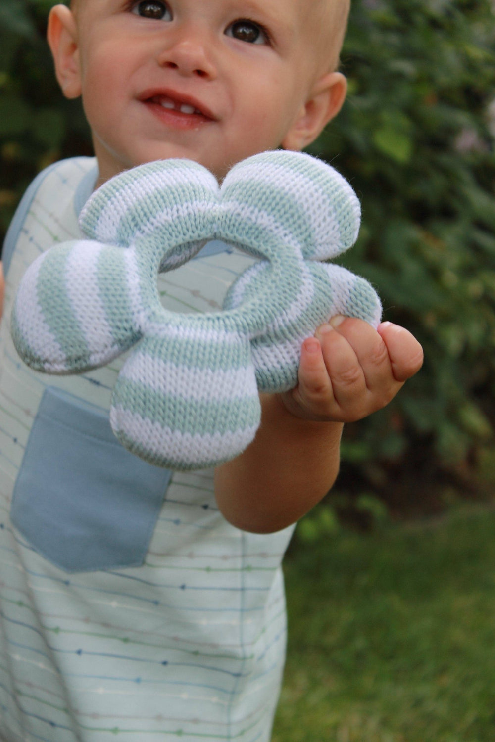Star Knit Rattle in Blue - Petit Ami & Zubels All Baby! Toy