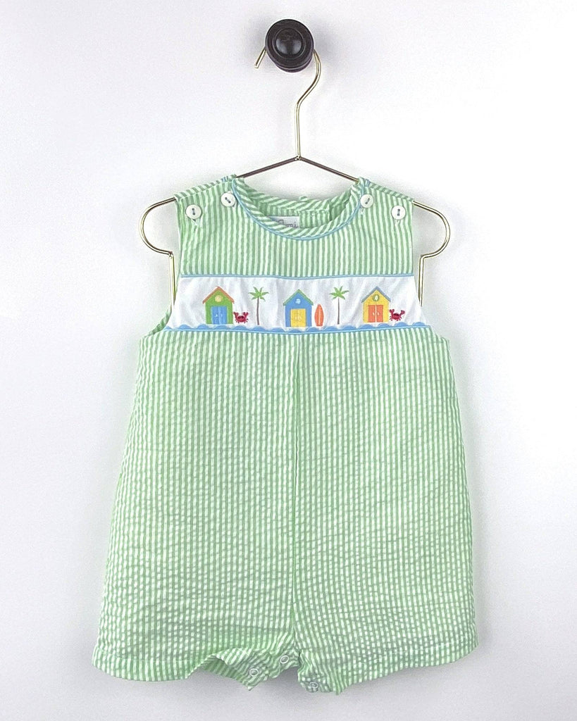 Sunsuit with Embroidered Beach House Scene - Petit Ami & Zubels All Baby! Sunsuit