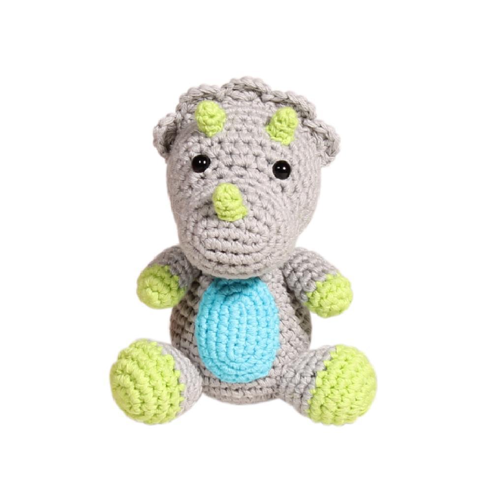 Triceratops Dinosaur Hand Crochet Rattle - Petit Ami & Zubels All Baby! Toy