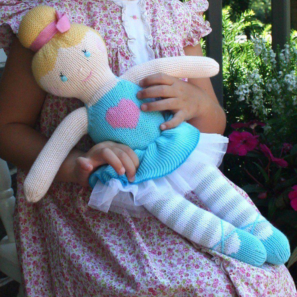 Zoe the Blue Ballerina Knit Doll - Petit Ami &amp; Zubels All Baby! Toy