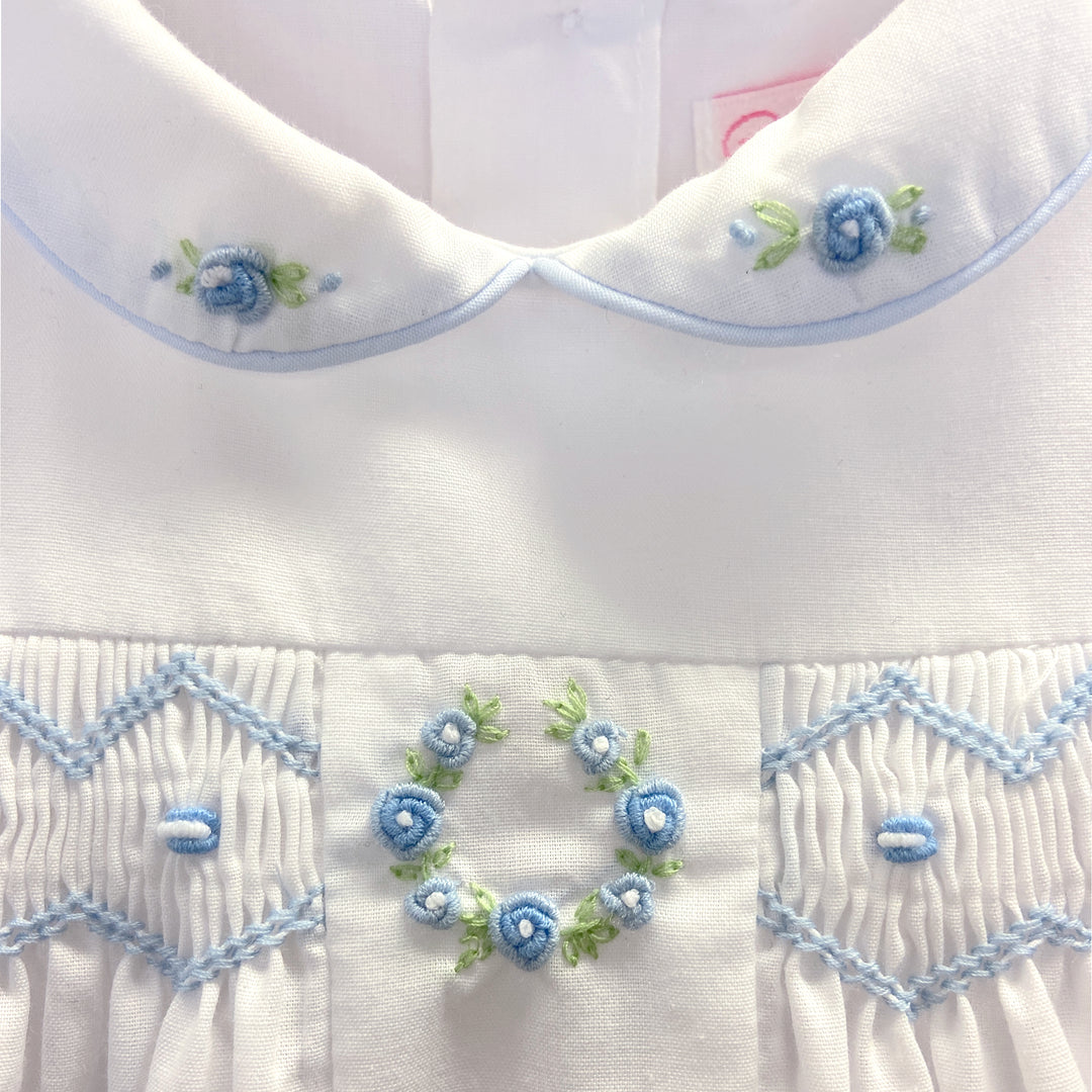 Flower Embroidered Smocked Dress
