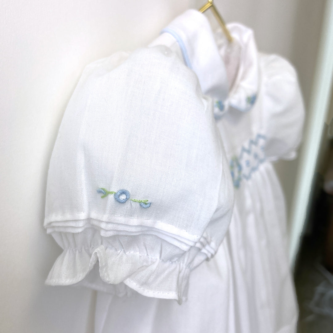 Flower Embroidered Smocked Dress