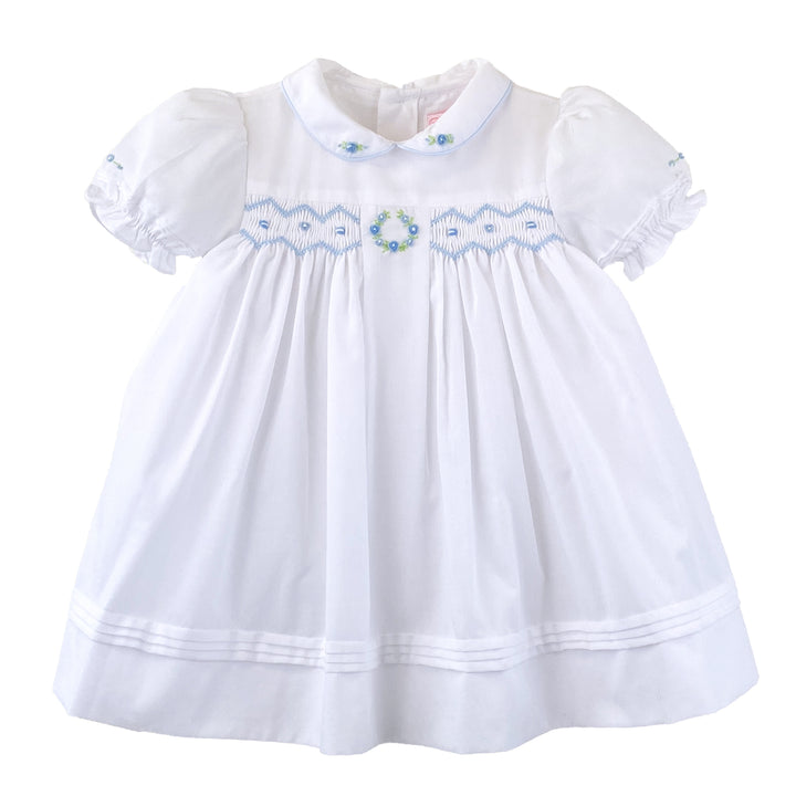 Flower Embroidered Smocked Dress