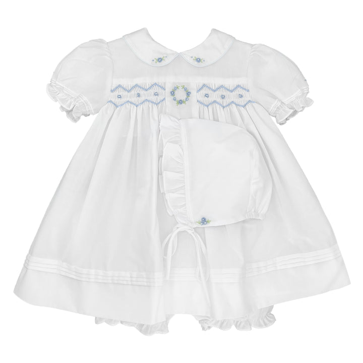 Flower Embroidered Smocked Dress
