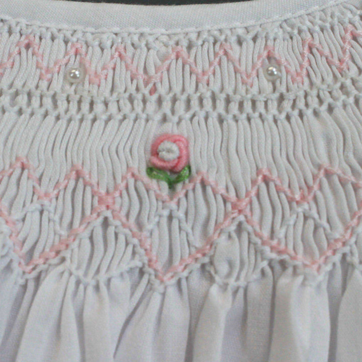 Daygown with Heart Smocking &amp; Pearls